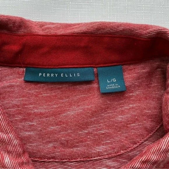 Perry Ellis Men's Short Sleeve Polo Shirt Color Heather Red Size Large - Picture 3 of 5